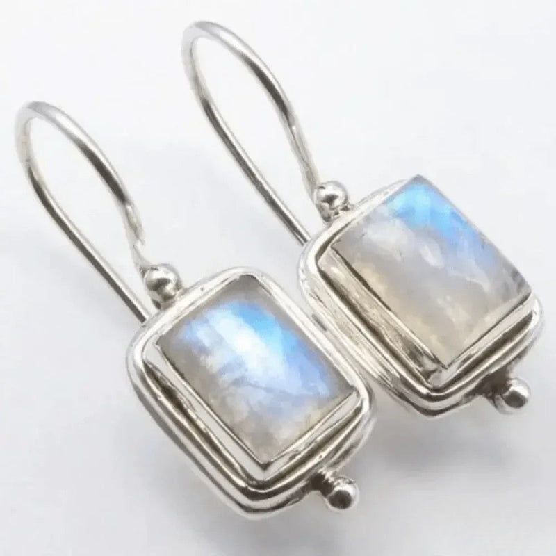 Retro Moonstone Square Earrings