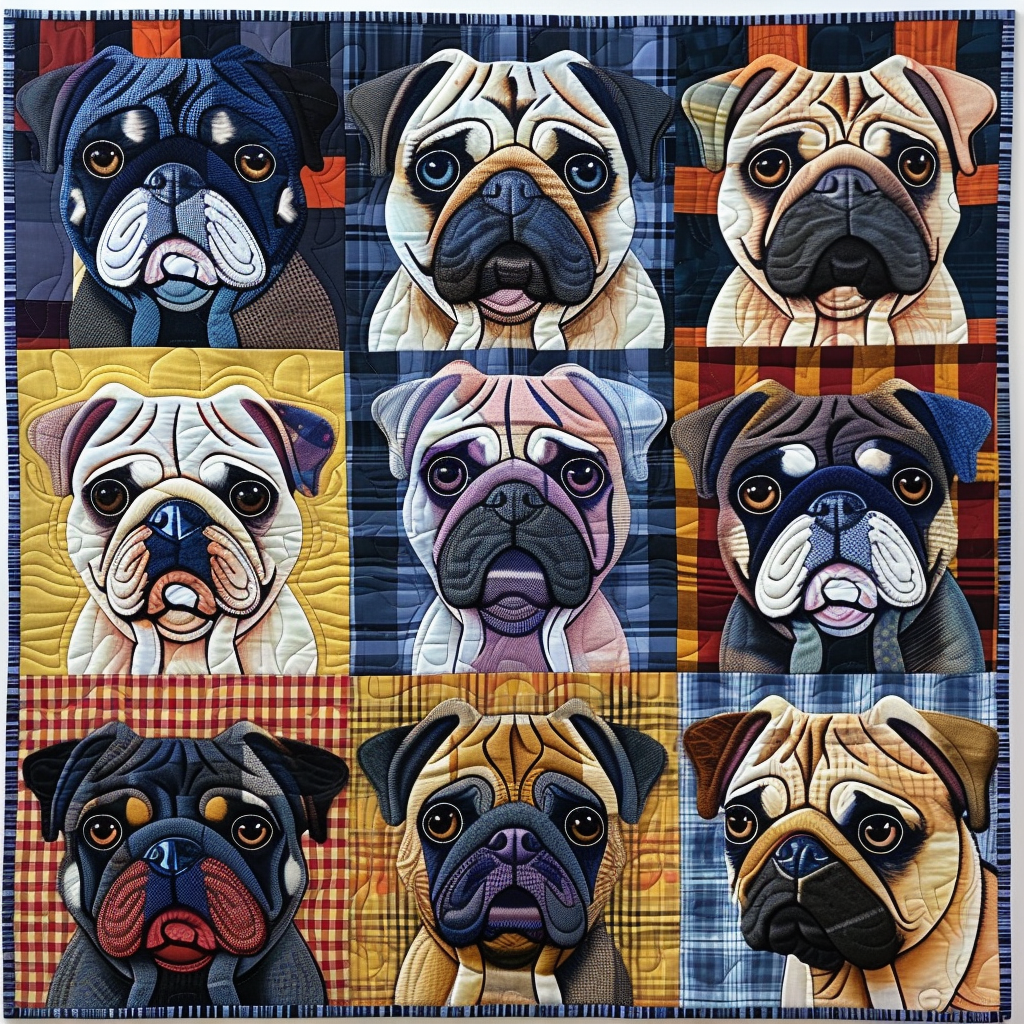 Artistic Pug Illustrations Blanket