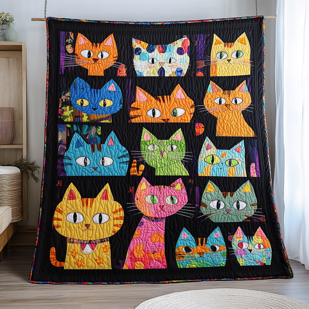 Artistic Cat-Themed Blanket