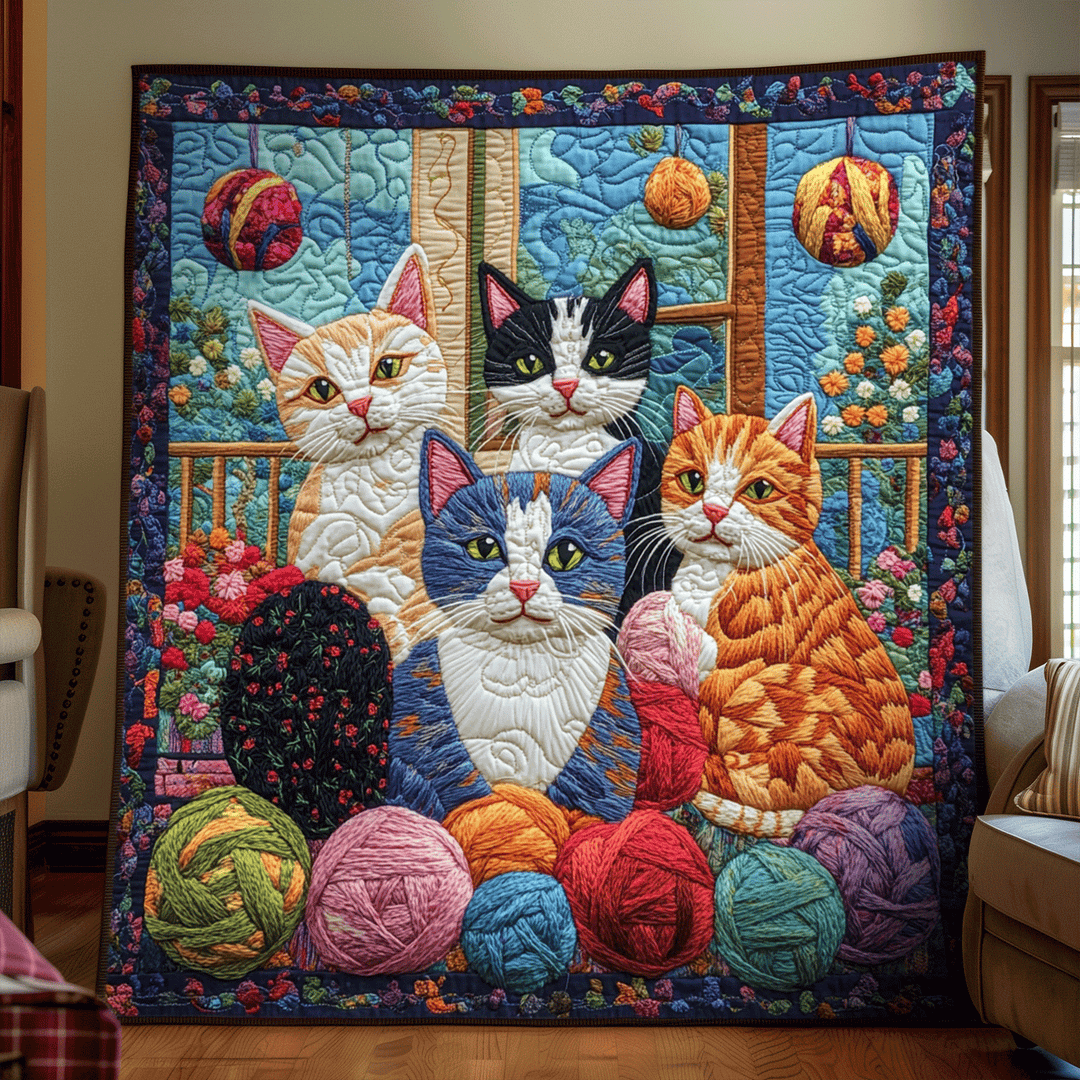 Artistic Cat-Themed Blanket