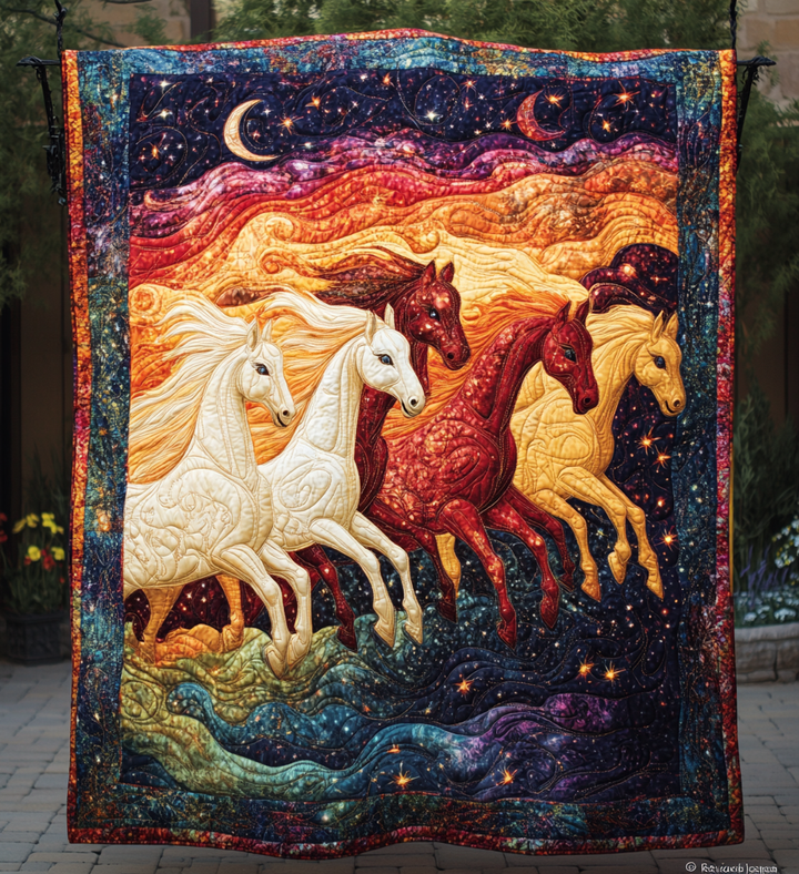 Aurora Run Art Quilt Hanging