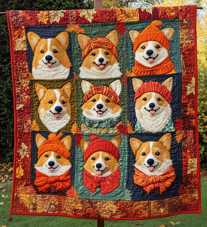 Autumn Corgis Blanket
