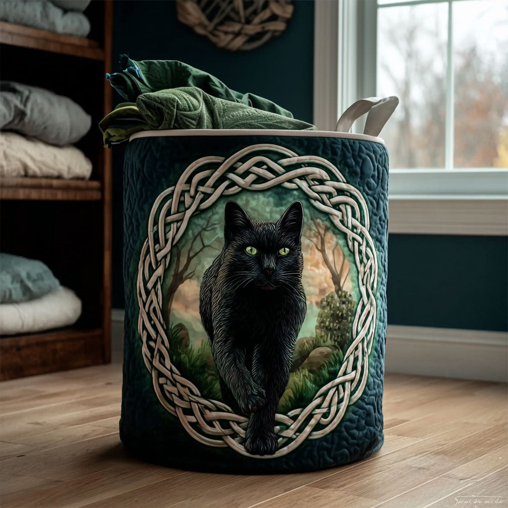 Celtic Shadow Cat Laundry Basket