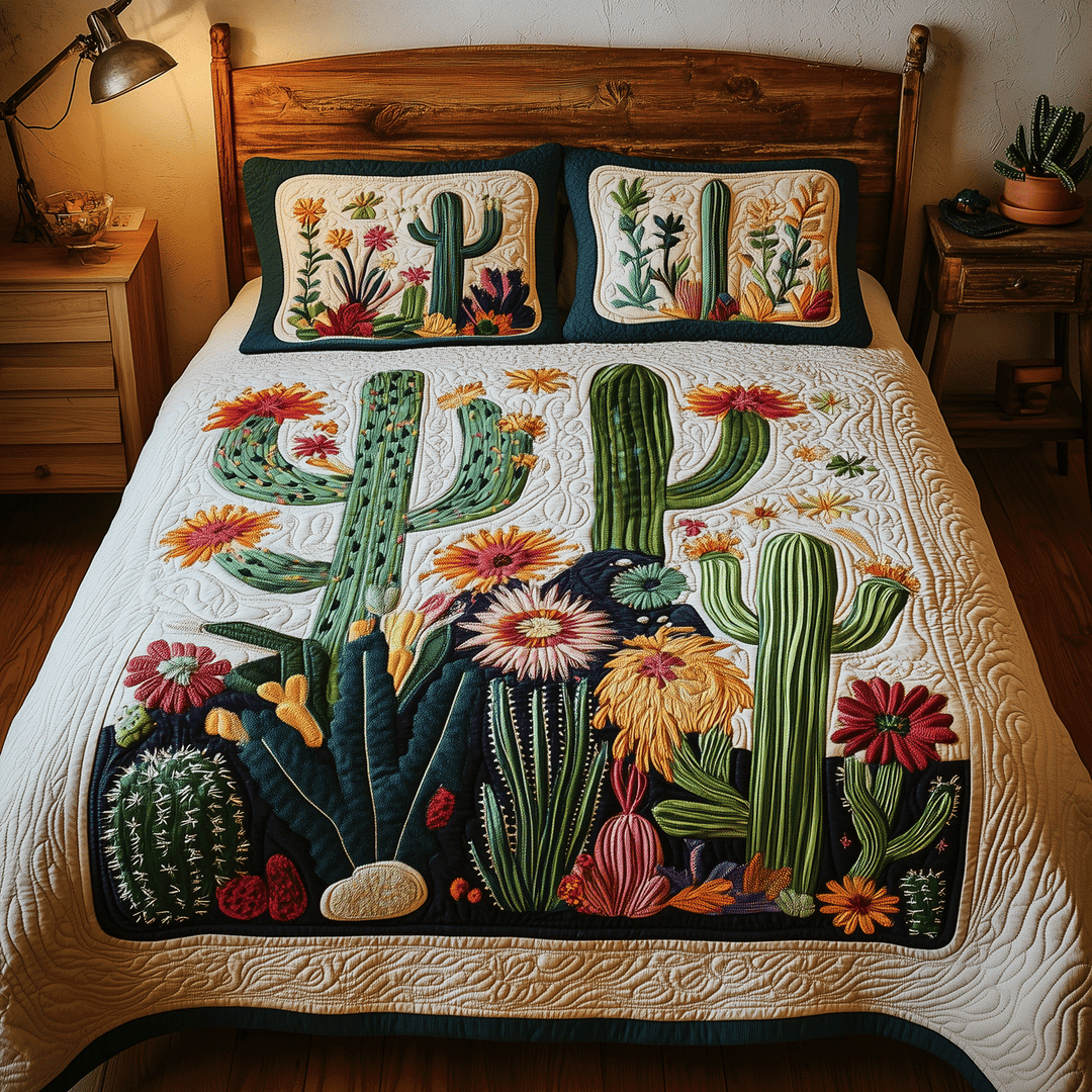 Colorful Cactus 3-Piece Bedding Set