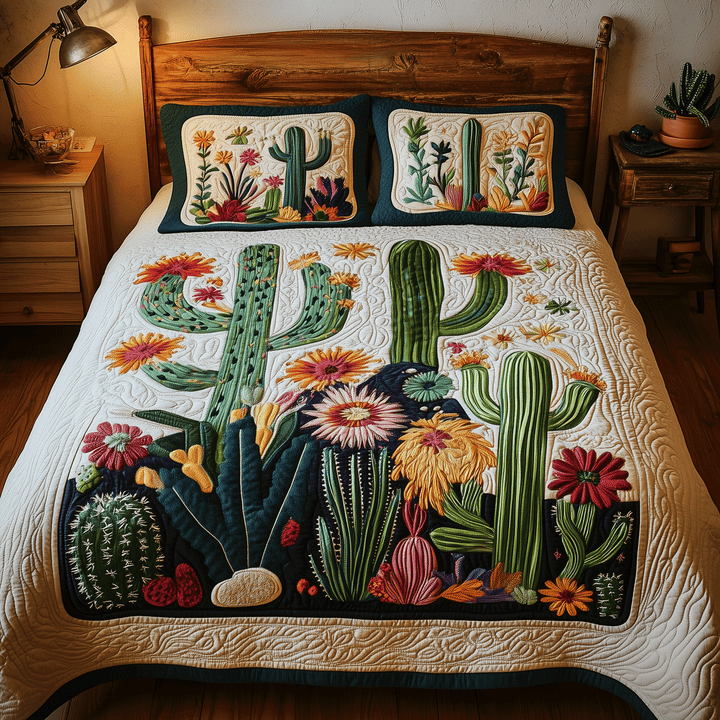 Colorful Cactus 3-Piece Bedding Set