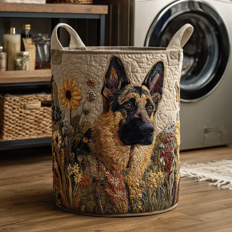 German Shepherd Meadow Laundry Basket