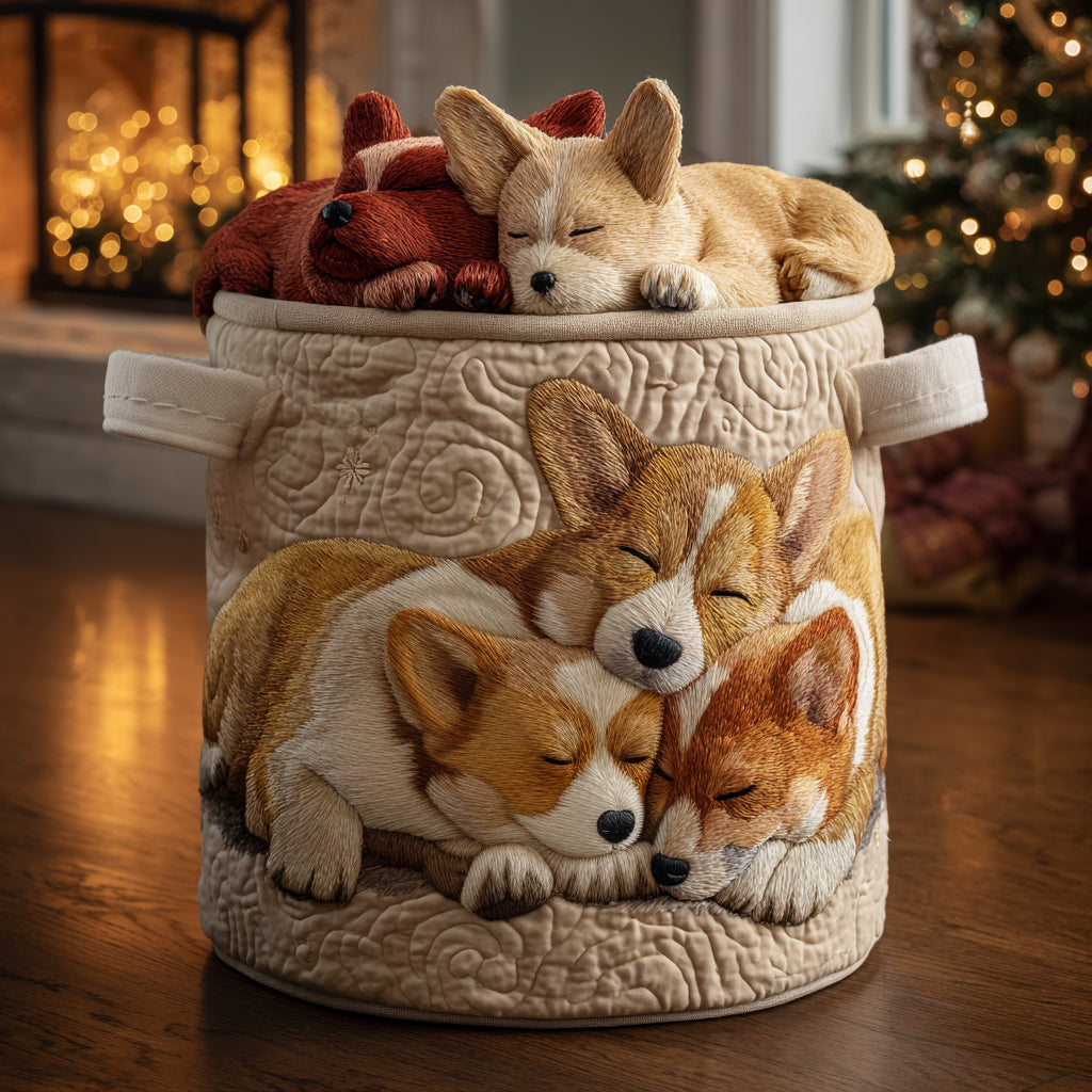 Holiday Corgi Dreams Laundry Basket