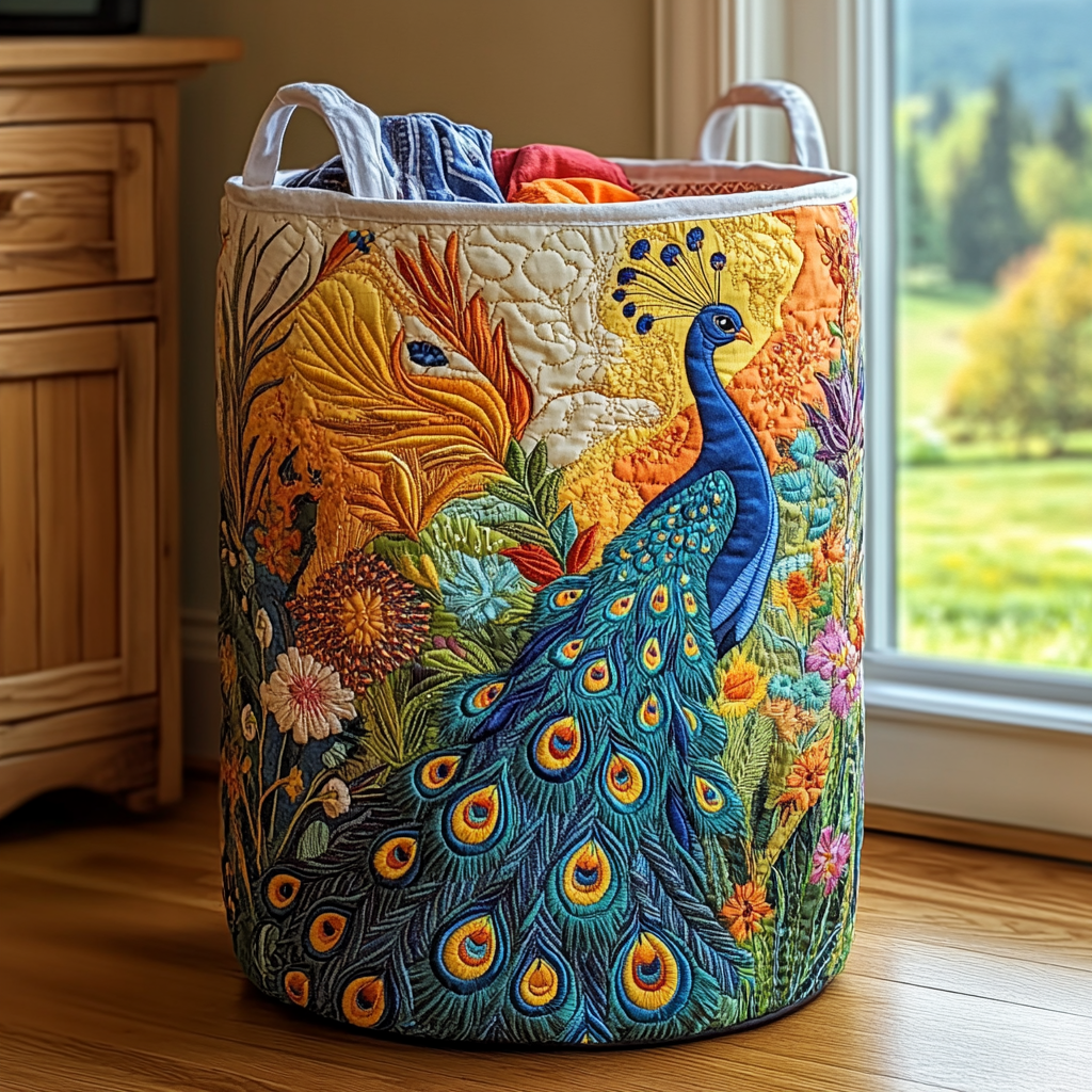 Peacock Glory Laundry Basket