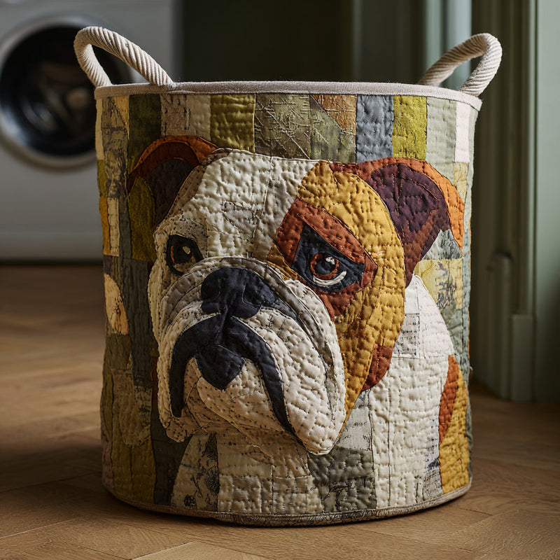 Rustic Bulldog Laundry Basket