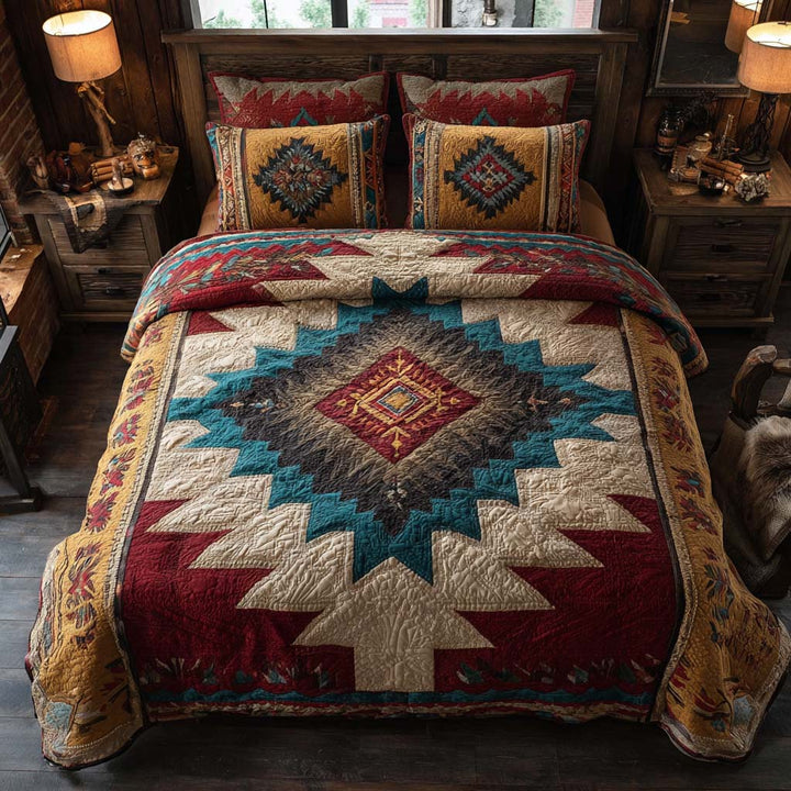 Rustic Red Diamond 3-Piece Bedding Set