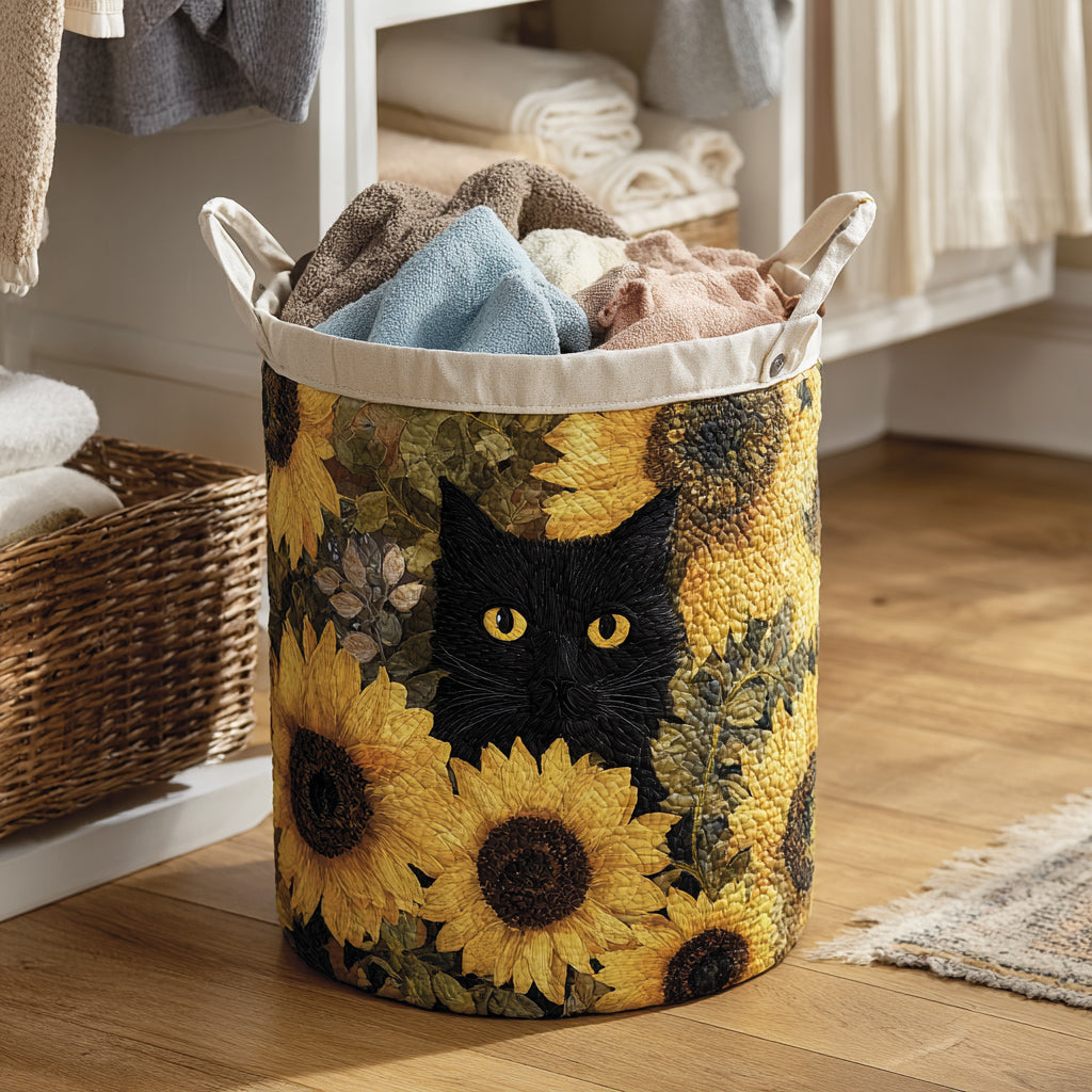 Sunflower Black Cat Laundry Basket