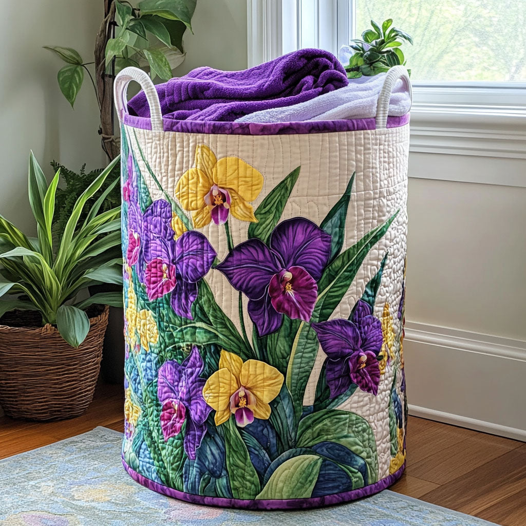 Sunset Orchids Laundry Basket