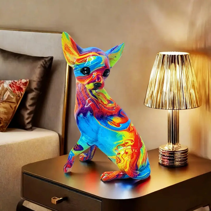 Vibrant Resin Chihuahua Table Lamp